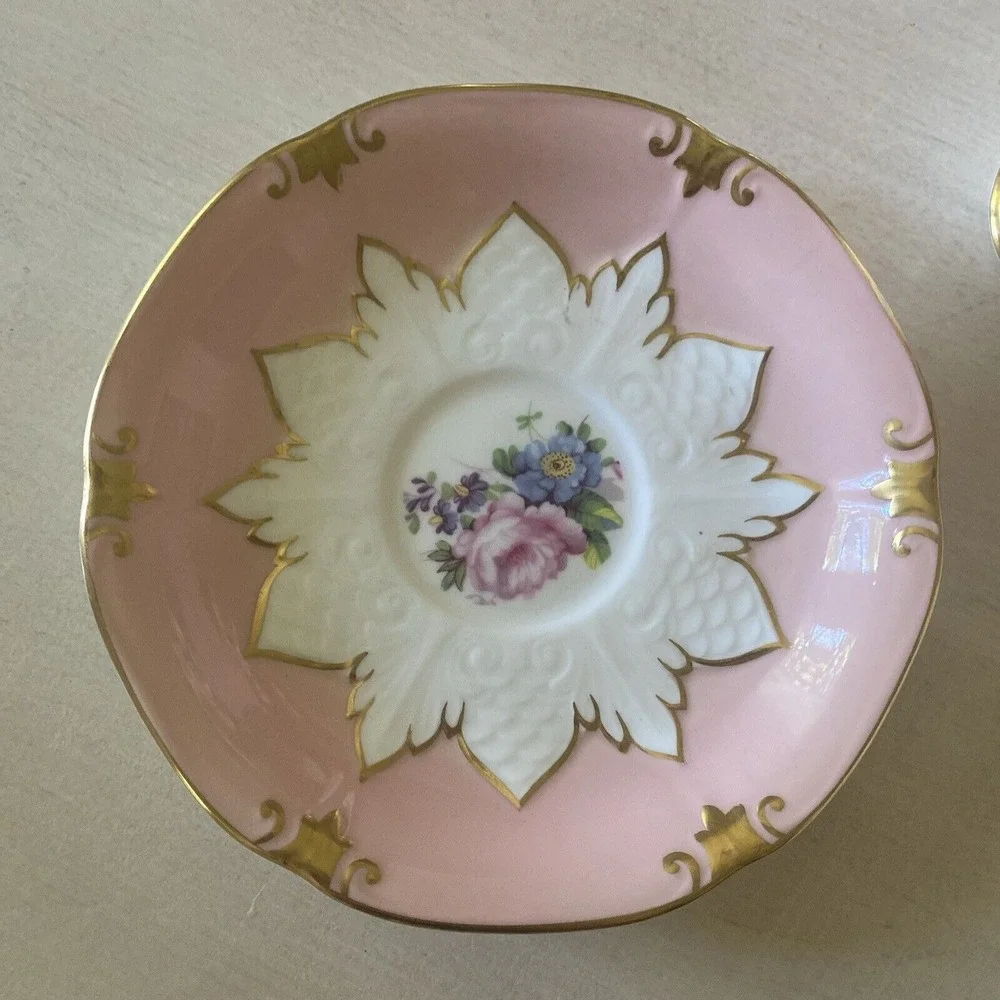 Paragon Salmon Pink Floral Tea‎ Cup with Saucer